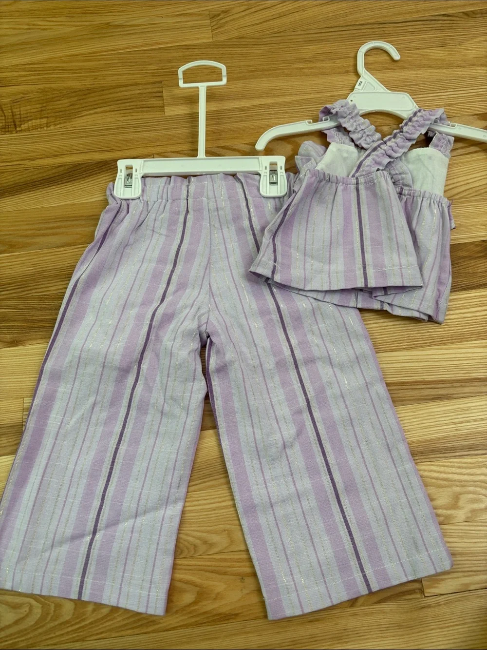 NWT btween baby Toddler Girls Lavender Stripe Summer Pants Ruffle Top Set Sz 18m - Picture 11 of 11